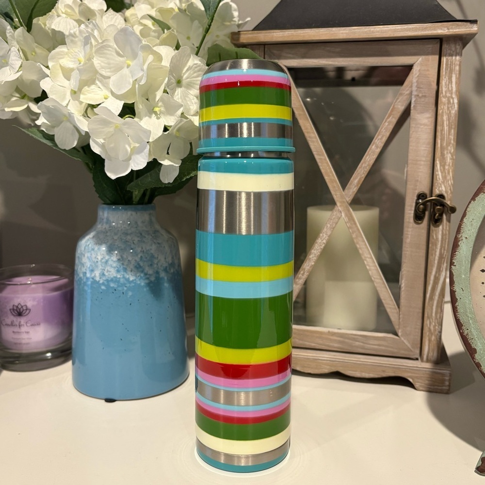 Starbucks Pylones Striped Stainless Steel Thermos 2005 Limited Edition